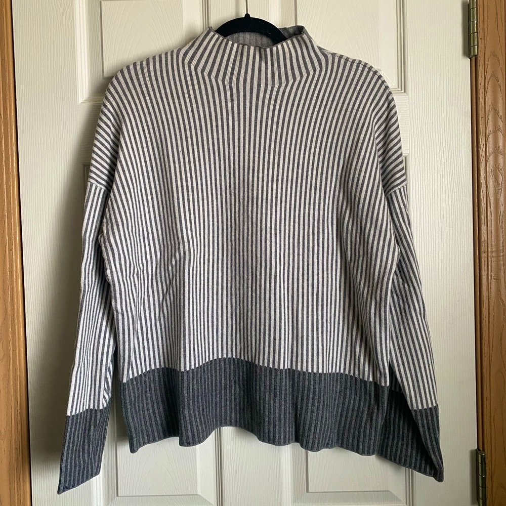 Rachel Zoe Grey Striped Mock Neck Sweater